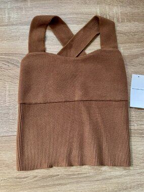 NWT Abercrombie & Fitch Ottoman Ribbed Knit Tank Top Brown XS